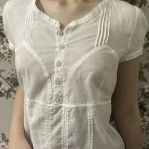 WHITE DIESEL SHORT SLEEVE cap sleeves BLOUSE w/ BUTTONS -Women's XS